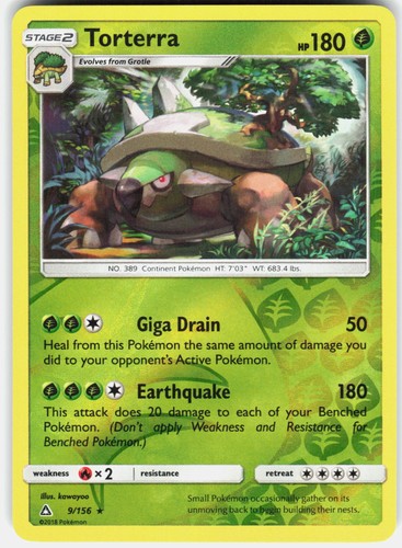 Torterra 9/156 SM - Ultra Prism Reverse Holofoil Pokemon Near Mint NM