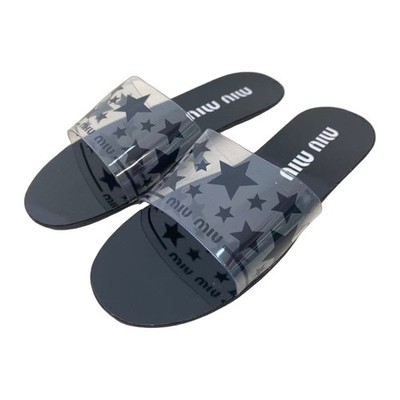 MIU MIU Star Clear Vinyl Slide Sandals Black / Clear US 8 IT/EU 38