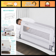 Safety Swing Down Crib Rail for Toddlers - 33" Bed Guard, Reinforced Anchor Syst