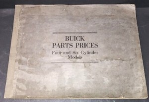 Reference catalog list BUICK PARTS PRICES: 4/6 CYLINDER MODELS auto repair 1920s