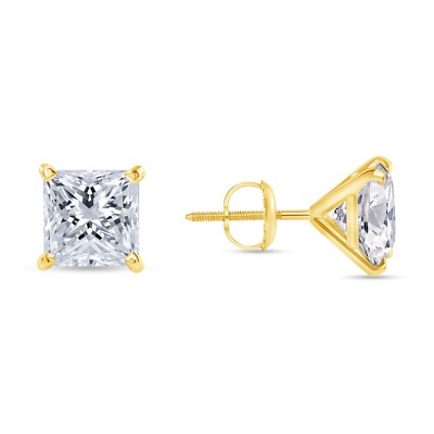1/2 kt Princess Lab Created Diamant Ohrringe massiv 14 K Gelbgold Martini Schraube