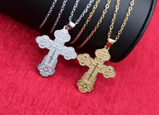 Collana croce catenina acciaio inox UNISEX religione fede bigiotteria regalo