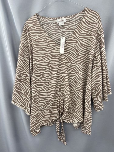NWT Ariat Women's Zebra Print Tie Front Foster Top Shirt Blouse Size XL - Imagen 2 de 12