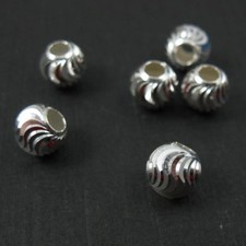 925 Sterling Silver Findings-Swirled Textured Round Beads-Spacers-8mm 2pcs 