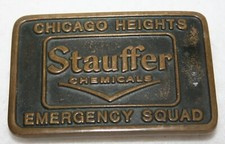 Vintage 1982 STAUFFER CHEMICALS Chicago Heights ANACORTES BRASS Belt Buckle