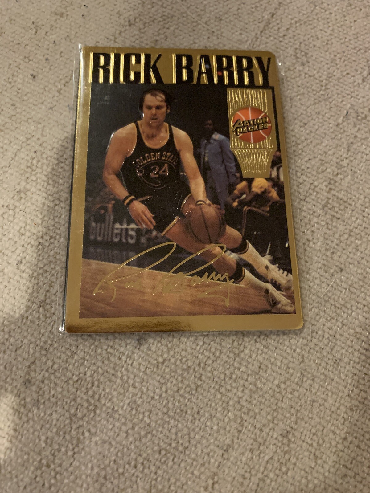 RICK BARRY 1995 ACTION PACKED HALL OF FAME 24K GOLD CARD #5G 