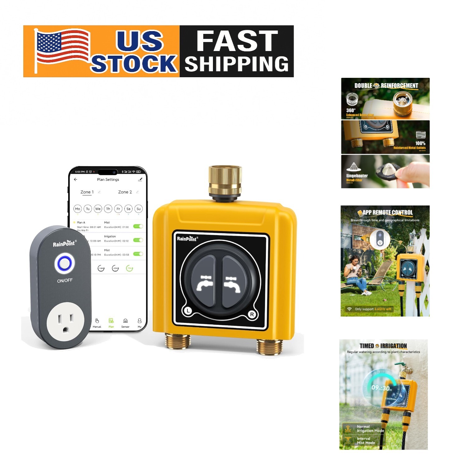 Smart WiFi Water Timer for Lawns with Dual-Zone App Control  