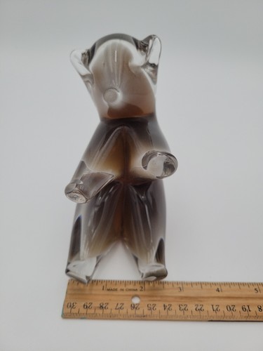 FM Konstglas Ronneby Sweden Hand Crafted Glass Brown & Clear Bear B32 - Bild 13 von 13
