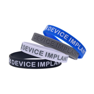 4PCS Medical Alert No Mri Device Implant Silicone Bracelets Awareness Wristband