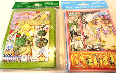 ME MARY ENGELBREIT Note CARDS & Envelopes 10 Believe Faries & 4-3D Nature NEW