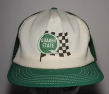 1980s VINTAGE QUAKER STATE OIL HAT RACING HAT VINTAGE TRUCKER HAT MADE IN USA