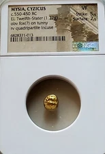 Mysia Cyzicus Fox On Tunny 1/12th Stater NGV VF 5/2 Ancient Electrum Coin