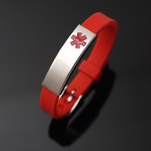 Personalized Medical alert ID bracelet Silicon emergency Wristband waterproof - Picture 7 of 21