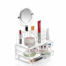 ORGANIZER PORTA TRUCCHI BOX PORTAGIOIE CON SPECCHIO ESPOSITORE PER COSMETICI ABS