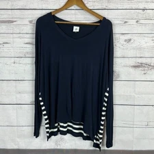 CAbi 5742 Top Shirt Womens Medium Light House Tee Blue Nautical Coastal Boxy