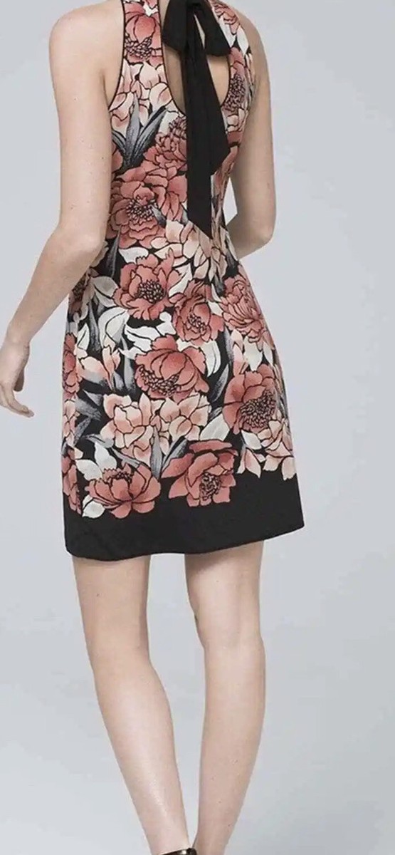 White House Black Market Reversible Floral/Solid Shift Dress Women's Small S