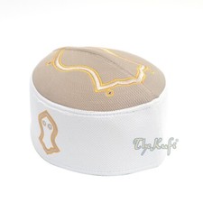 Light Brown White Sandal Embroidery Muslim Fashion Kufi Hat Rasulullah Symbol