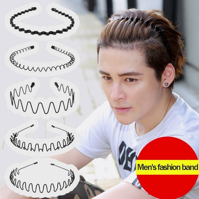 Men Black Metal Spiral Wave Headband Hair Band Hoop with Teeth