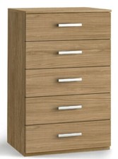 Cassettiera in Legno 5 Cassetti Mobile Base Cucina Bagno Camera Noce