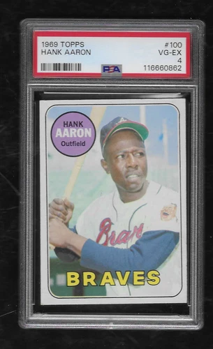 1969 TOPPS #100  HANK AARON  PSA 4   VG-EX  0862