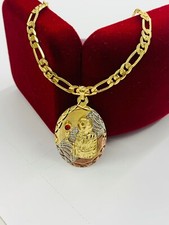 Collana Santa Barbara piena oro 14 carati 24"/Cadena Vergine Maria Oro Catena Figaro