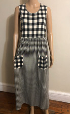 vtg Carole Little Sport Jumper Dress Sz M Black/Cream Check Sleeveless Long EUC