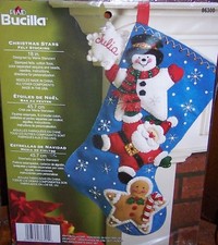 Bucilla "CHRISTMAS STARS" Santa Felt Christmas Stocking Kit OOP 86300 18"