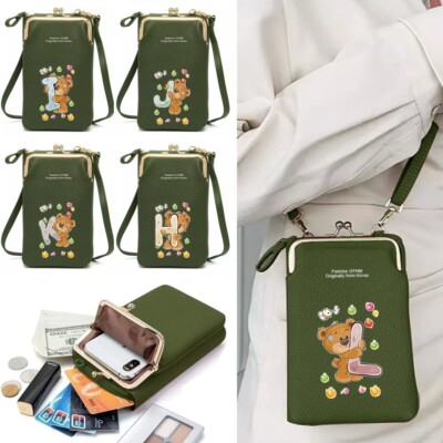 Bär Umhängetasche Handy Schultertasche Leder Handtasche Geldbörse Etui Geldbeutel UK