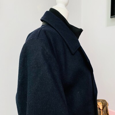 BARNEYS NEW YORK WOOL PEA COAT BLACK | eBay