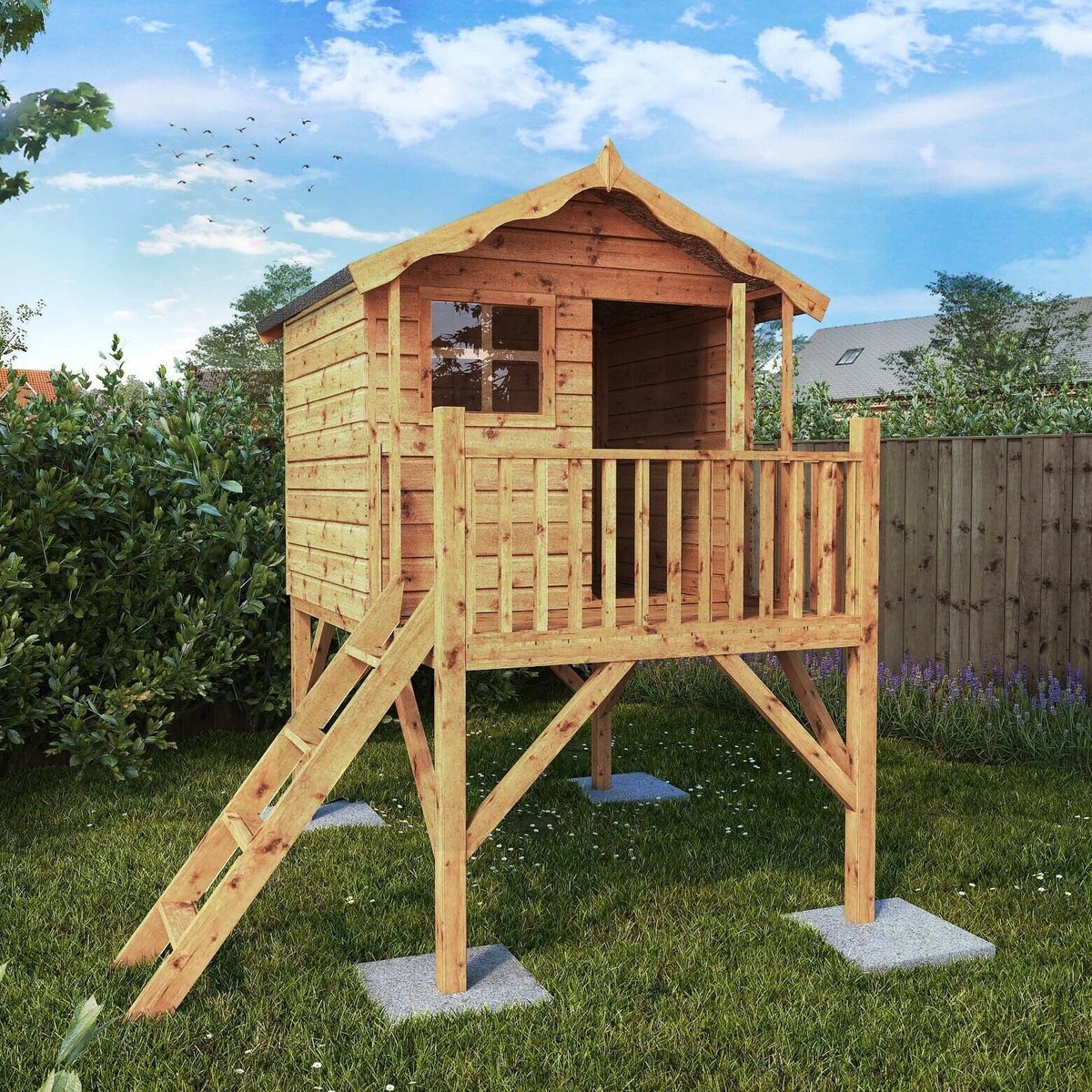 Waltons 5x5 Wooden Poppy Playhouse with Tower Shiplap Wendy House 5ft x 5ft
