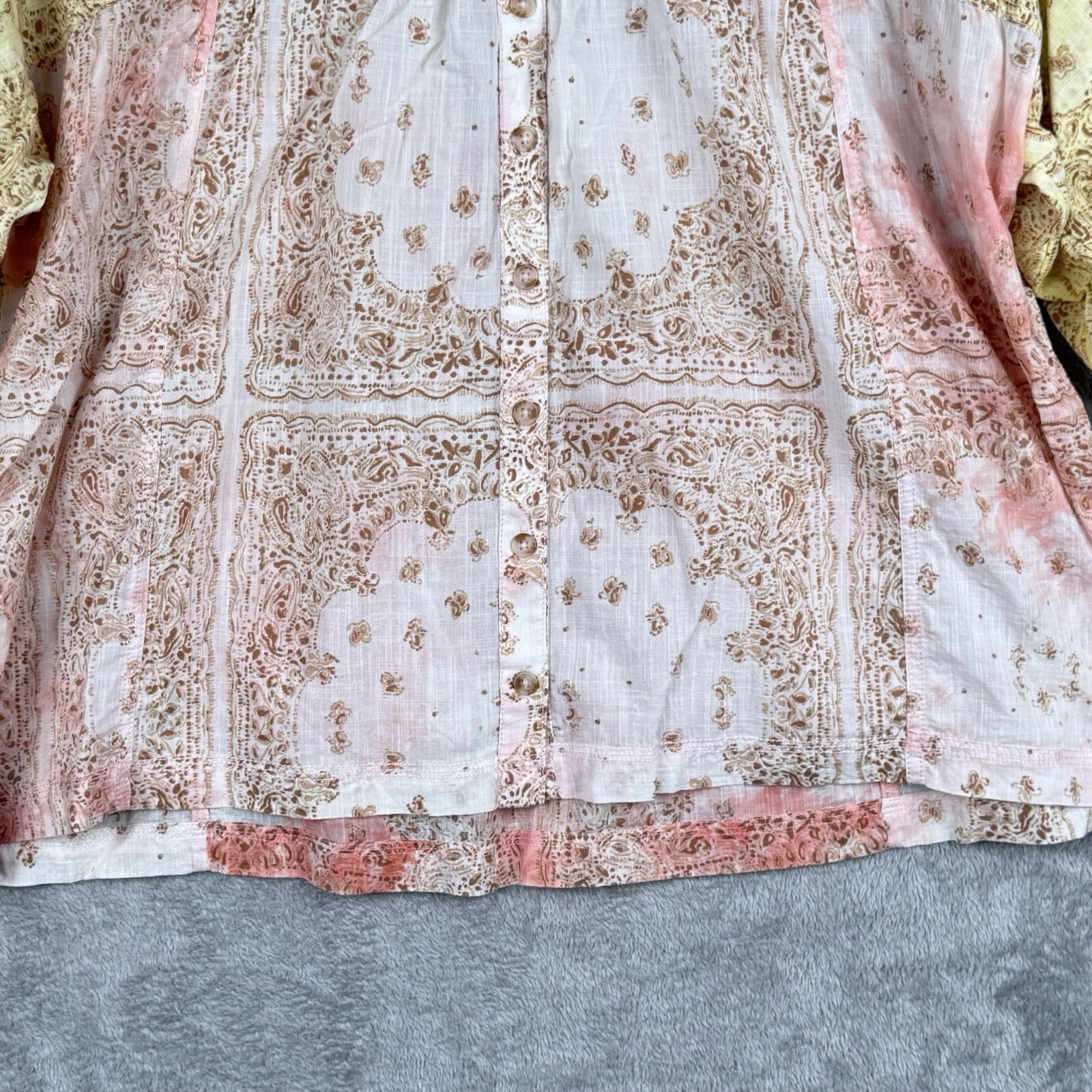 Anthropologie Pilcro The Tavi Batik Print Blouse Womens X-Small Shirt Top Boho