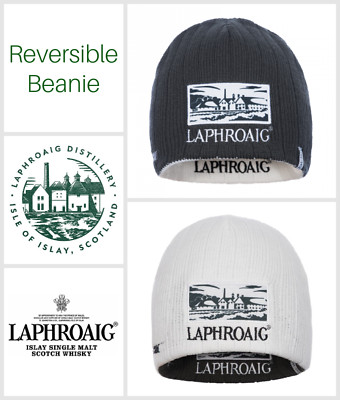 Beanie Mütze Laphroaig Scotch Whisky Official Distillery Reversible Charcoal White
