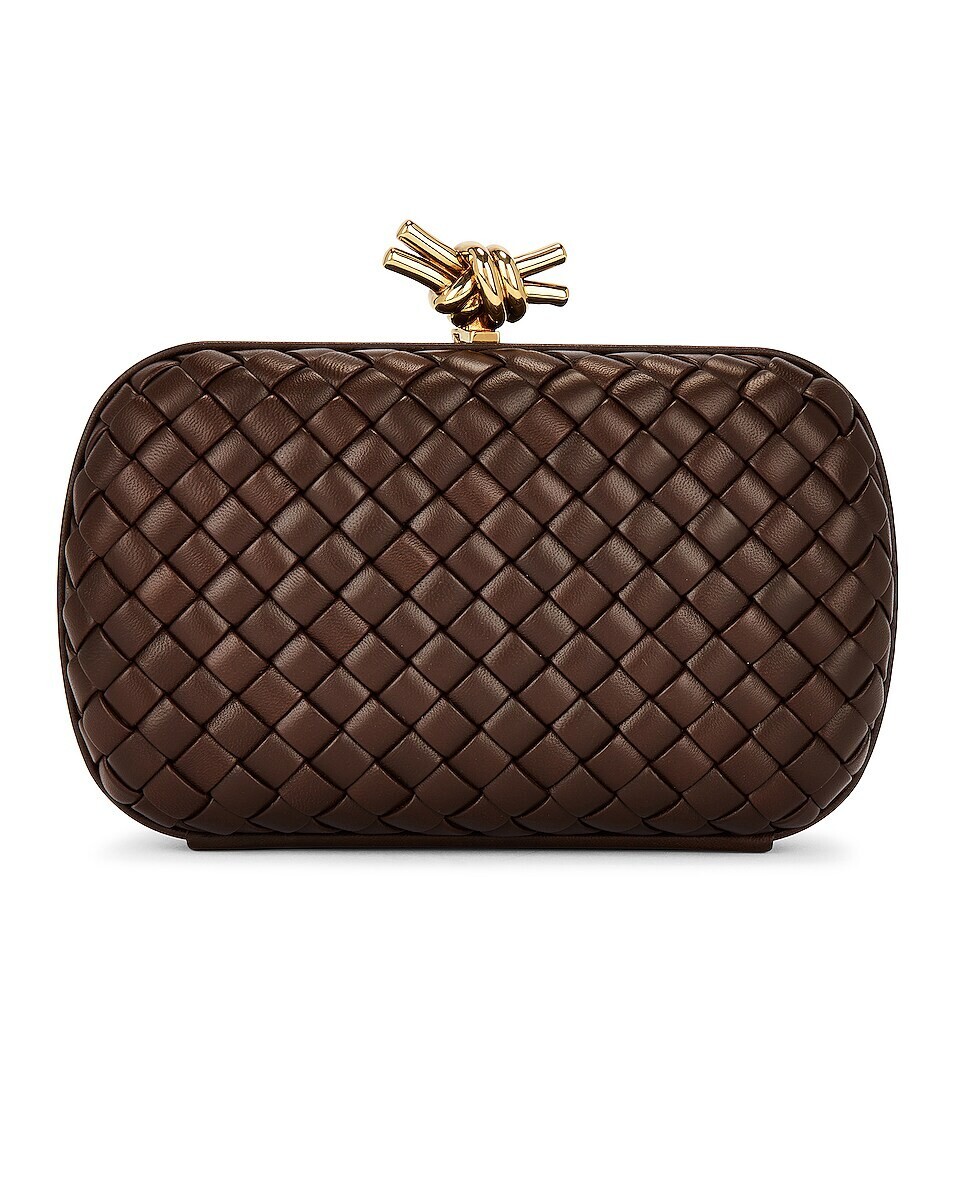 BOTTEGA VENETA Knot $4500 Light Brown Minaudiere Clutch New And
