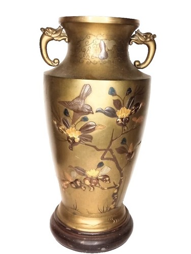 Vintage Hata Zoroku Signed Bronze Japanese Bronze Vase Double