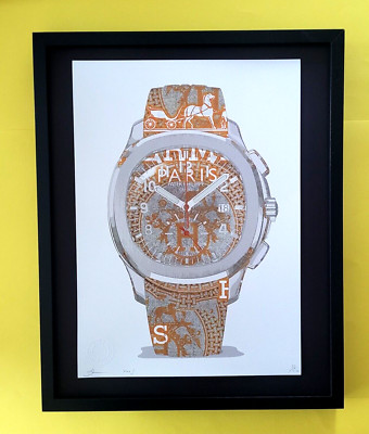Death NYC Large Framed 16x20in Pop Art Certified Graffiti Patek Philippe Watch 2