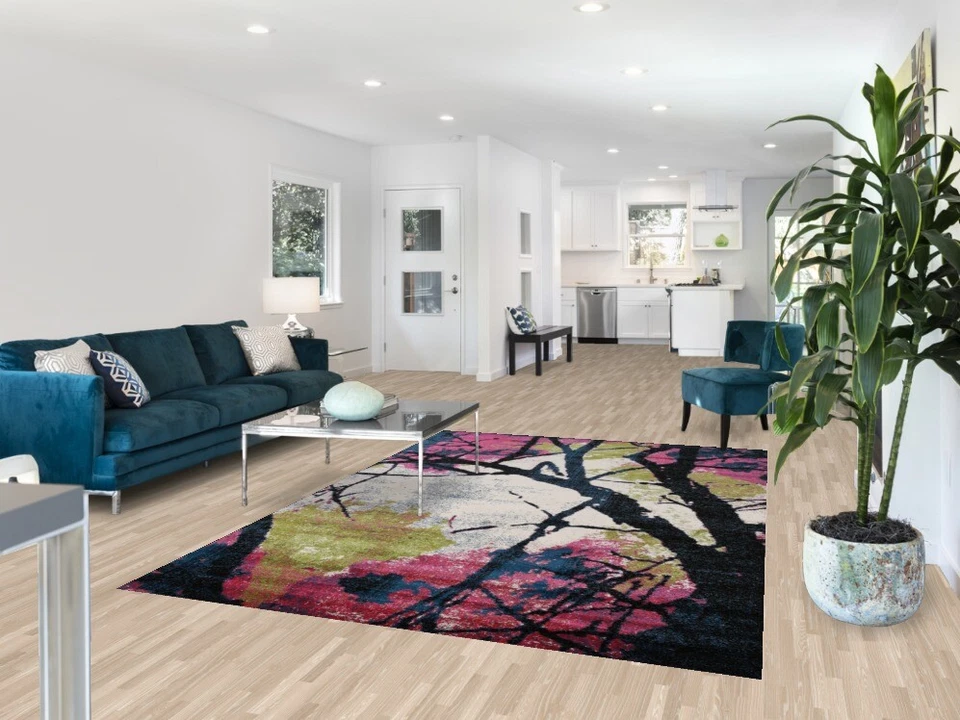 Abstract Turkish Area Rug 6x9 ft Luxury Living Room Carpet - Image 2 of 4