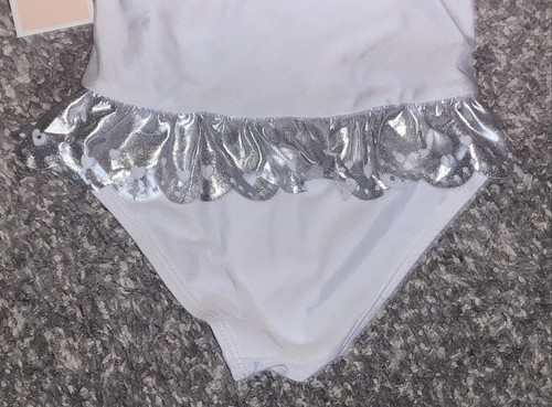 NEW Girls JUICY COUTURE Eyelet Heart Ruffled One-Piece Bathing Swim Suit -size 4 - Picture 12 of 14
