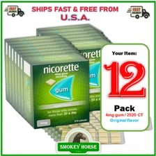 12x Nicorette ORIGINAL Flavour Gum 4 MG 210 Pieces "USA SELLER-SHIPS SUPER FAST"
