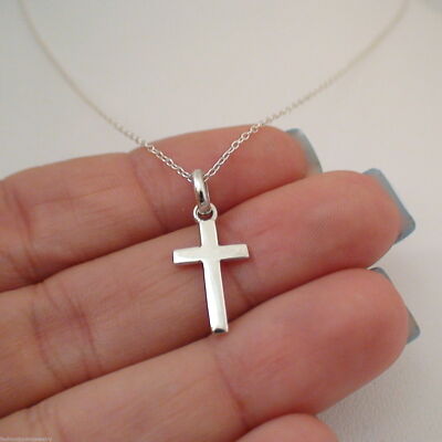 Cross Charm Necklace - 925 Sterling Silver - Cross Necklace Faith Religion NEW