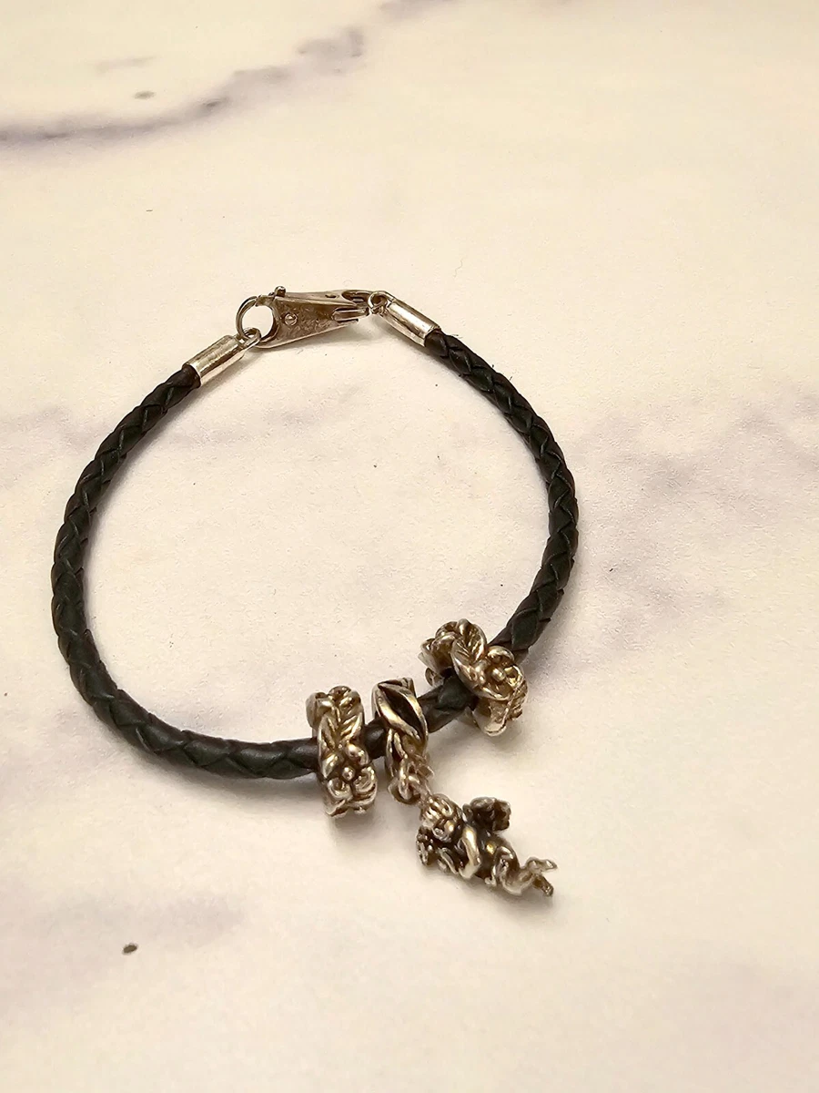Braided leather cheap charm bracelet