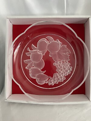 Hoya crystal platter Floating there fruits 23cm. New Other