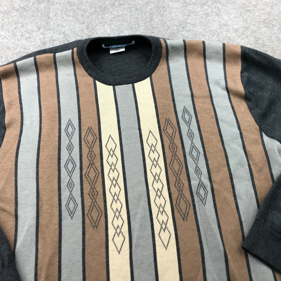 Suéter De Colección Irvine Park Para Hombres XL Gris Beige Rayas Y2K Tejido Abuelo Foto 4 de 4
