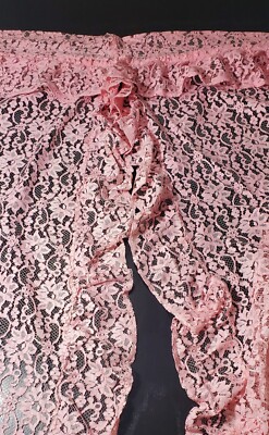 Curtain Panel-Rod Pocket-Lacey Look-Pink-1 Piece Split Panels - 72''(w) x 68''(l)