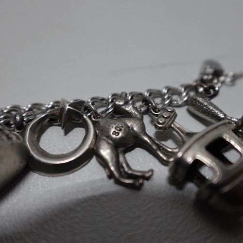 Vintage Elco Sterling Silver Charm Bracelet w/ 14 Charms - Picture 8 of 12