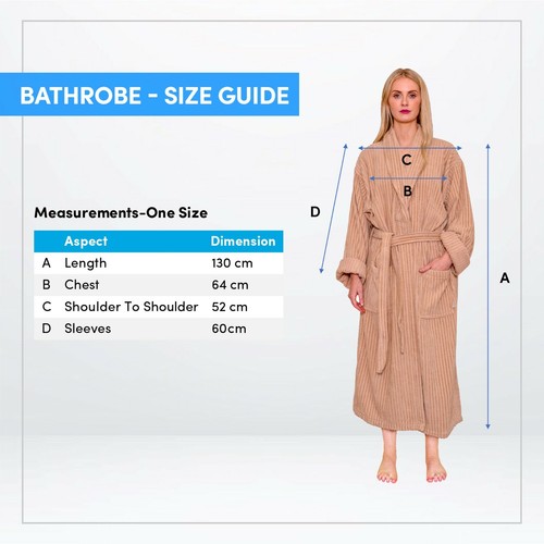 Luxury Bathrobe Men Women, Terry Cloth / Towelling Bath Robe 100% Combed Cotton - Picture 25 of 53