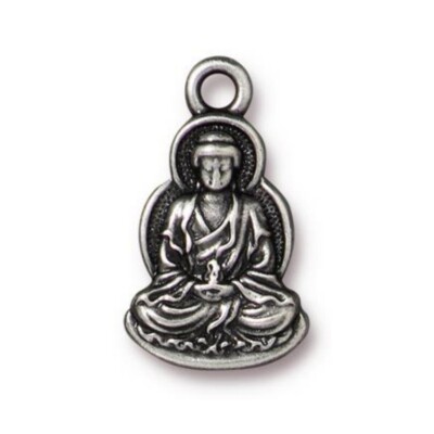 TierraCast Sitting Buddha Charm, Antiqued Pewter (Pkg. of 2)