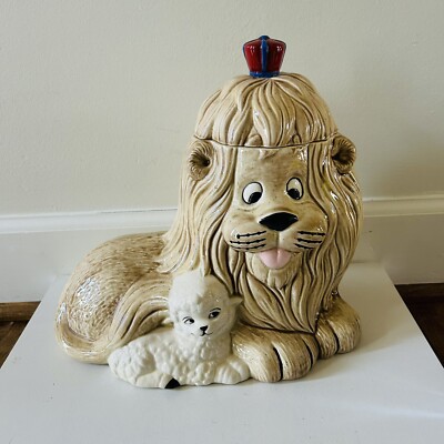 1978 SCIOTO CERAMICS LION AND LAMB COOKIE JAR Pristine Condition RARE
