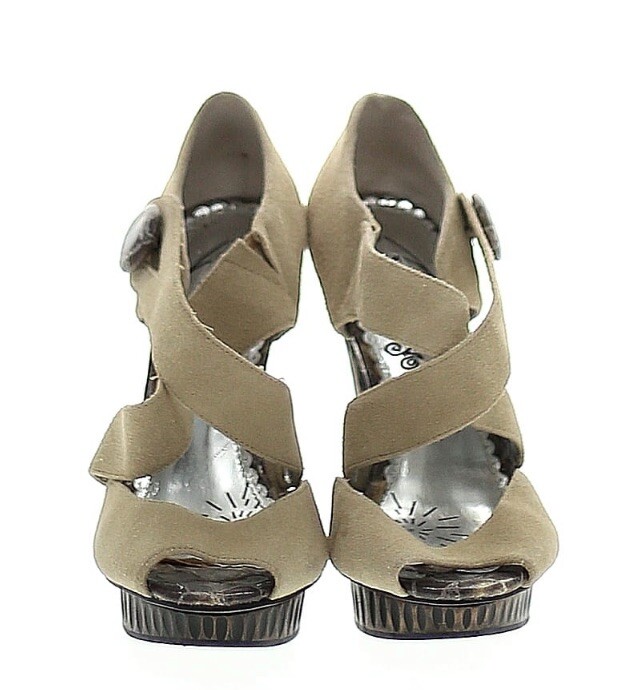 Naughty Monkey Peep Toe Platform Button Snake Pri… - image 7