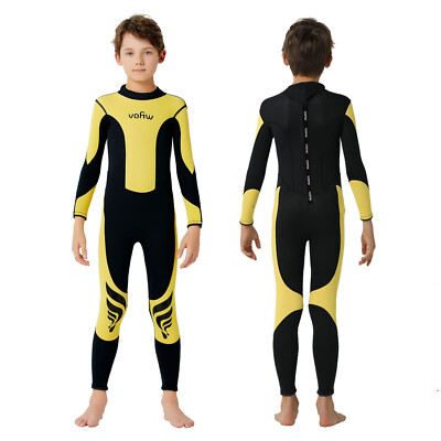 Vofiw Wetsuits Kids 3mm Neoprene Diving Surfing Swimming Full Suit Black Yellow