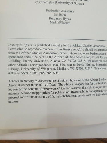 15 Issues History In Africa Published By The African Studies Association - Picture 8 of 8